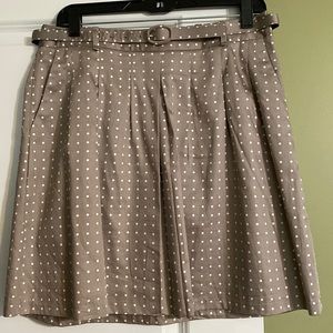 The Limited Taupe and White Polka Dot Sateen Skirt
